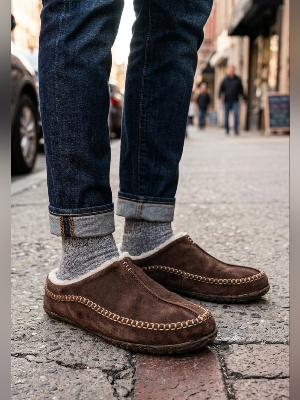 Sorel Men's Brown Suede Shearling Lined Moc Slippers Size 8 Cozy Shoes